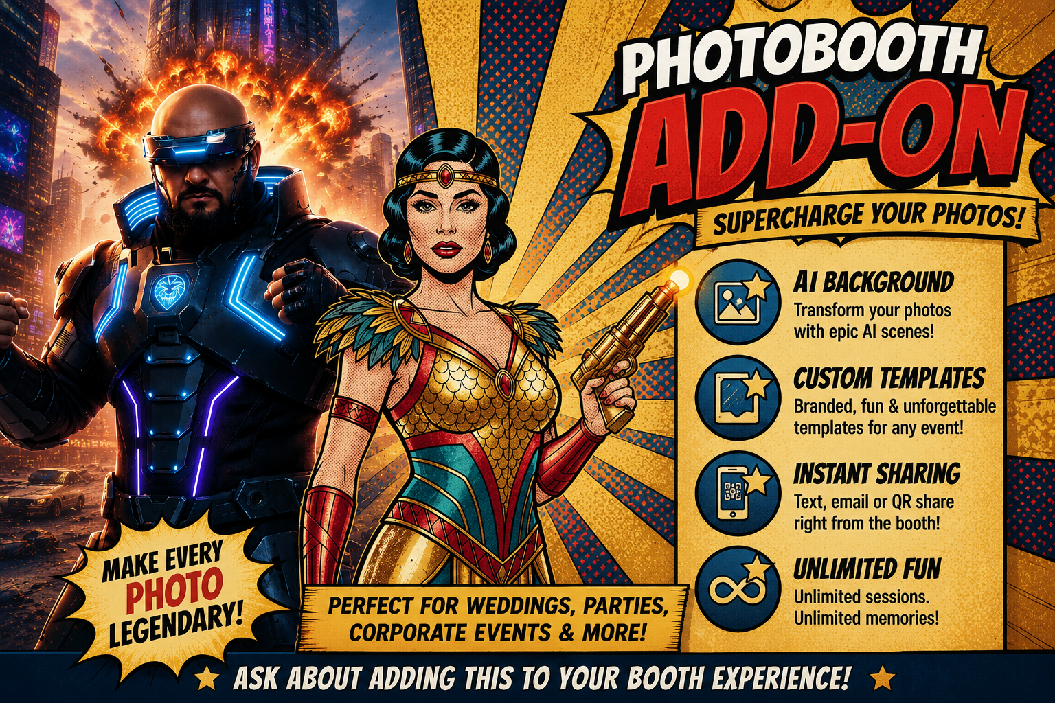 San Diego selfie booth AI photo effects upgrade — guests using AI-powered digital filters and enhancements